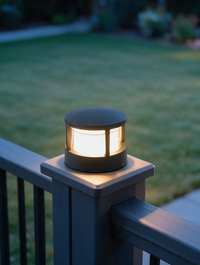 Basalt round outdoor bollard light — view 4