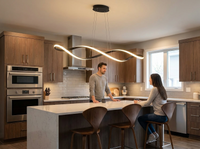 WaveformGlow Curved LED Pendant Light — in-use kitchen