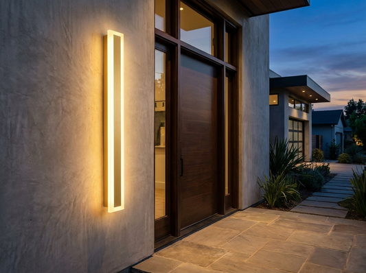 AureaGlow Golden Outdoor Wall Light Sconce — lifestyle