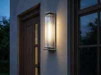 StellarGlow Stainless Steel Outdoor Wall Lantern — lifestyle