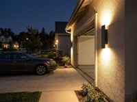 Rainguard Black Outdoor Wall Lantern Up and Down Lights — in-use