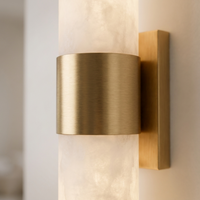 MarbleGlow Brushed Gold Copper Wall Sconce — close-up detail