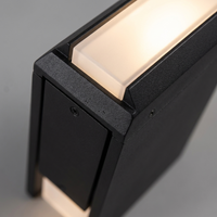 Rainguard Black Outdoor Wall Lantern Up and Down Lights — close-up detail