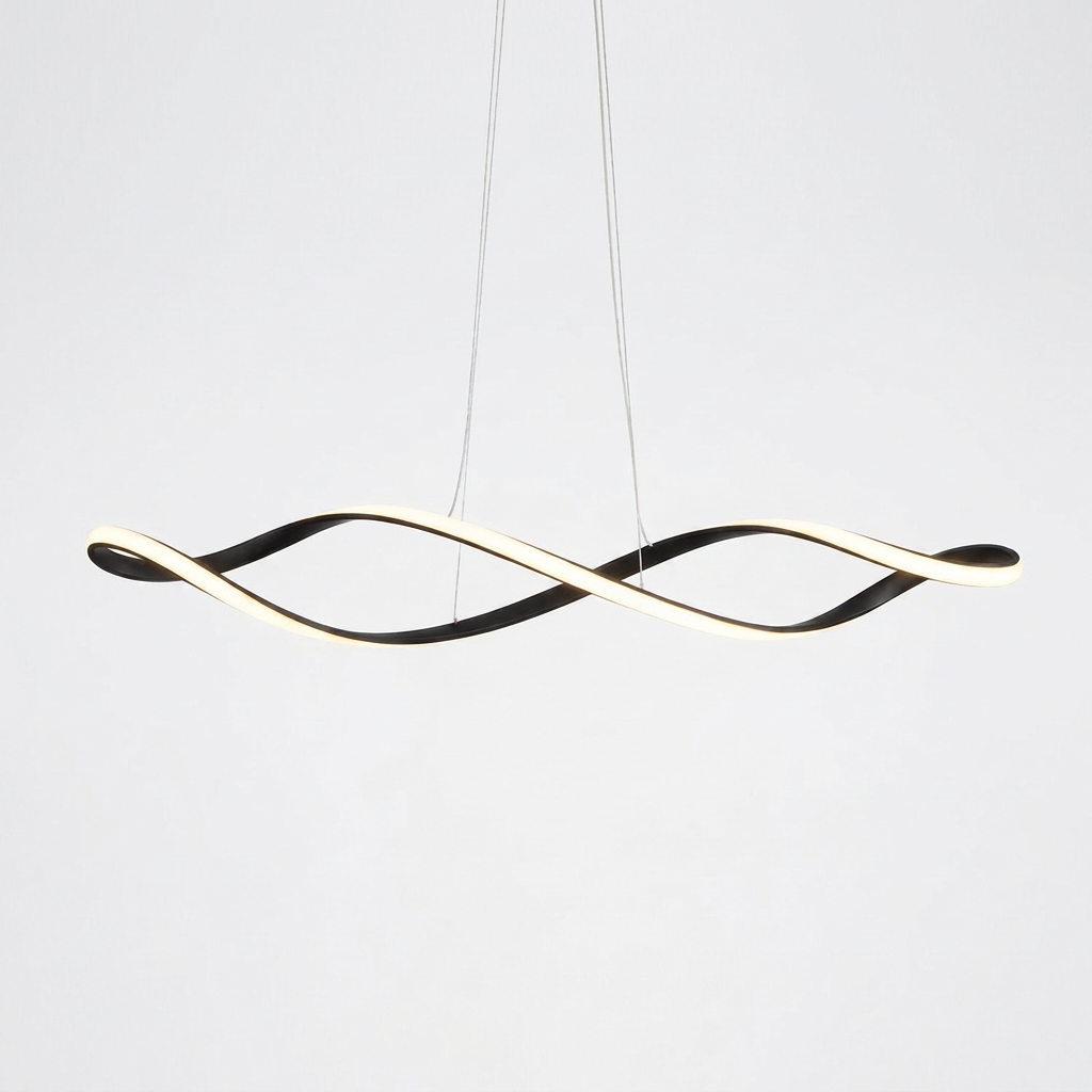 WaveformGlow | Curved LED Pendant Light for Kitchen Islands