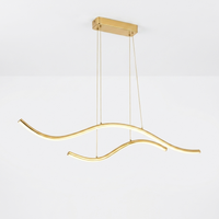 LuminaraWave Curved LED Linear Pendant Light — Gold finish