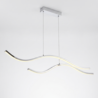 LuminaraWave Curved LED Linear Pendant Light — Chrome finish