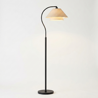 Nocturne | Sleek Modern Arc Floor Lamp with Adjustable LED Light — Black & Linen variant