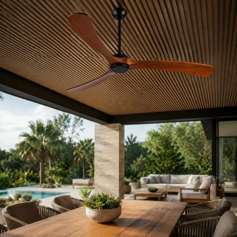 AetherWood | Modern Elegant Outdoor Ceiling Fan with Walnut Blades