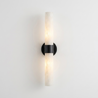 MarbleResonance | Elegant Minimalist LED Wall Sconce Lighting with Copper Accents — Black variant