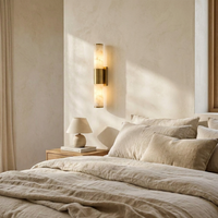 MarbleResonance | Elegant Minimalist LED Wall Sconce Lighting with Copper Accents — Lifestyle