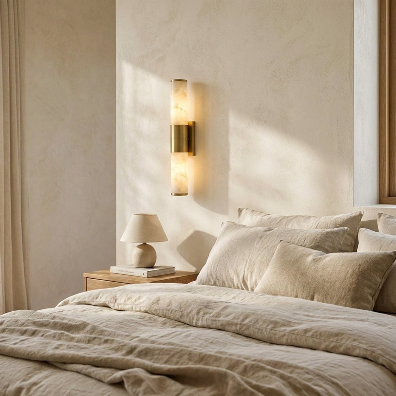 MarbleResonance | Elegant Minimalist LED Wall Sconce Lighting with Copper Accents