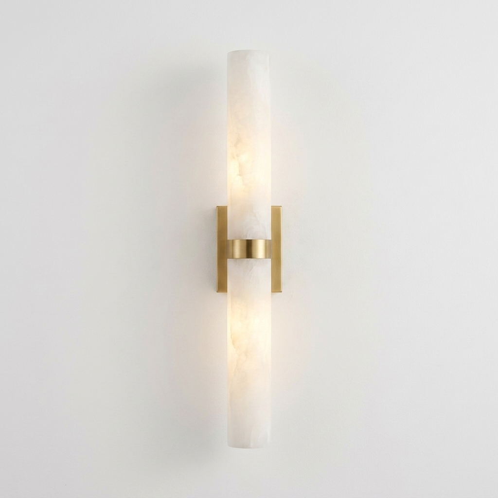 MarbleResonance | Elegant Minimalist LED Wall Sconce Lighting with Copper Accents