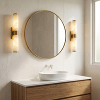 MarbleResonance | Elegant Minimalist LED Wall Sconce Lighting with Copper Accents — In use