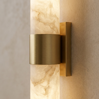 MarbleResonance | Elegant Minimalist LED Wall Sconce Lighting with Copper Accents — Close-up detail