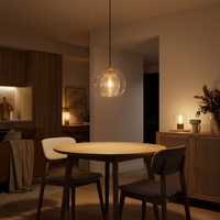 Luminara | Elegant Adjustable Glass Kitchen Pendant Lighting Fixture — In use