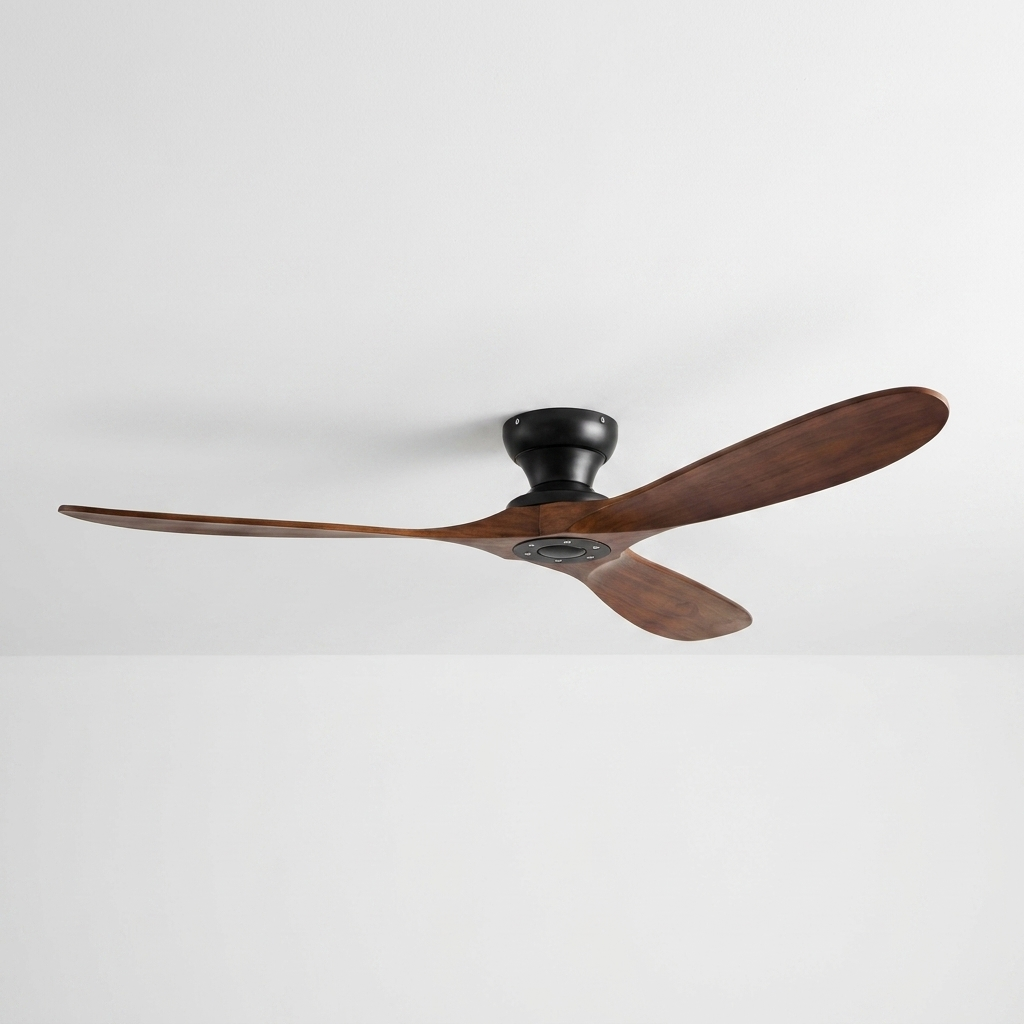 AeroWood | Sleek Modern Low Profile Flush Mount Ceiling Fan with Remote