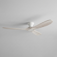 AeroWood | Sleek Modern Low Profile Flush Mount Ceiling Fan with Remote — White Wood variant