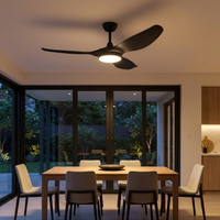 AeroBreeze | Sleek Modern Low Profile Flush Mount Black Ceiling Fan — In use