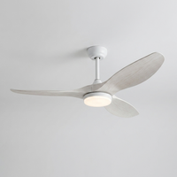 AeroBreeze | Sleek Modern Low Profile Flush Mount Black Ceiling Fan — White Wood variant