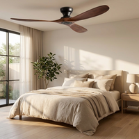 AeroWood | Sleek Modern Low Profile Flush Mount Ceiling Fan with Remote — In use