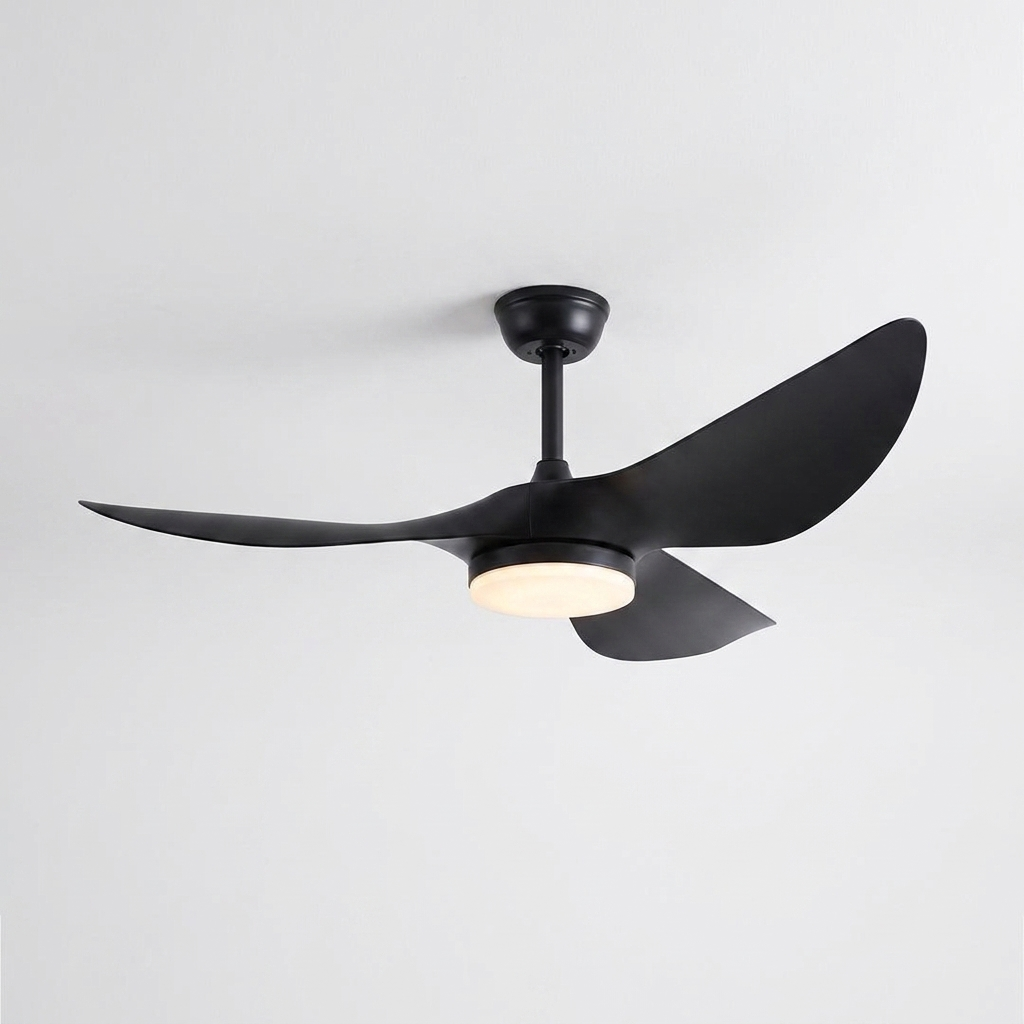 AeroBreeze | Sleek Modern Low Profile Flush Mount Black Ceiling Fan