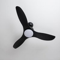 AeroBreeze | Sleek Modern Low Profile Flush Mount Black Ceiling Fan — View from below
