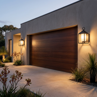 Lumenara | Modern Rustic Outdoor Wall Lantern with Clear Glass Panels — In use