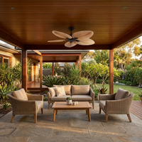 PalmaraLeaf | Stylish Modern Flush Mount Ceiling Fan with Remote Control — In use
