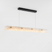 MarbleGlow | Elegant Adjustable Kitchen Pendant Lighting Fixture — Hero (Black plate)