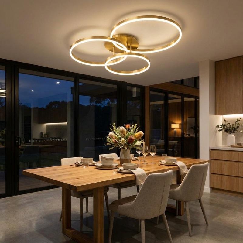 Luminara | Elegant Modern Multi-Ring LED Flush Mount Ceiling Light
