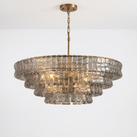 Luminara | Modern Elegant Glass Steel 6-Bulb Chandelier Light — Antique Brass / Smoke variant