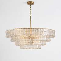 Luminara | Modern Elegant Glass Steel 6-Bulb Chandelier Light — Hero (Antique Brass / Clear)
