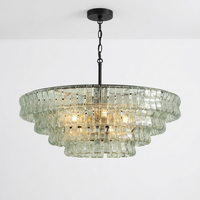 Luminara | Modern Elegant Glass Steel 6-Bulb Chandelier Light — Obsidian Black / Green variant