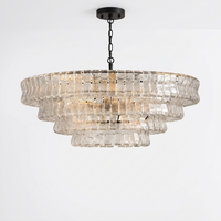 Luminara | Modern Elegant Glass Steel 6-Bulb Chandelier Light — Obsidian Black / Clear variant