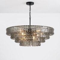 Luminara | Modern Elegant Glass Steel 6-Bulb Chandelier Light — Obsidian Black / Smoke variant