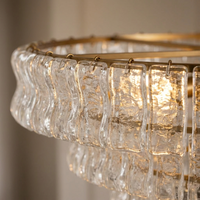 Luminara | Modern Elegant Glass Steel 6-Bulb Chandelier Light — Close-up detail