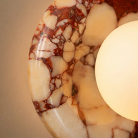 MarbleGlow | Elegant Modern Red Marble Wall Sconce Lighting Fixture — Close-up detail