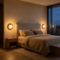MarbleGlow | Elegant Modern Red Marble Wall Sconce Lighting Fixture — In use