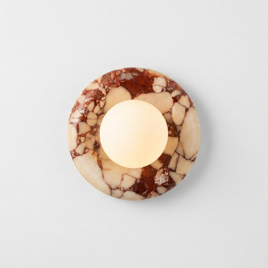 MarbleGlow | Elegant Modern Red Marble Wall Sconce Lighting Fixture