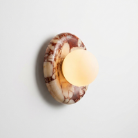 MarbleGlow | Elegant Modern Red Marble Wall Sconce Lighting Fixture — Side angle
