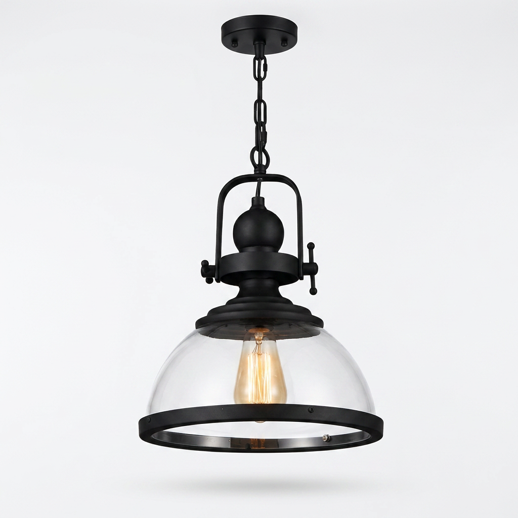 Luminara | Elegant Retro Industrial Clear Glass Pendant Light