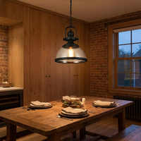 Luminara | Elegant Retro Industrial Clear Glass Pendant Light — in a dining room