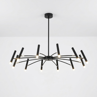 Luminara | Modern Adjustable LED Chandelier Light with Customizable Features — Black, front view