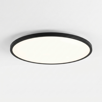 Luminara | Sleek Ultra-Thin Round LED Ceiling Light Fixture — Black trim, from below