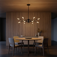 Luminara | Modern Adjustable LED Chandelier Light with Customizable Features — Black, over a dining table