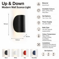 Up and Down Wall Sconce — Rounded Aluminium Indoor Wall Light