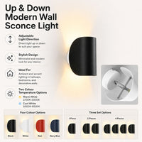 Up and Down Wall Sconce — Rounded Aluminium Indoor Wall Light