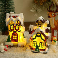 Light-up resin Christmas houses with snowy roofs – view 6