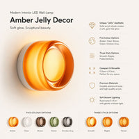 Jelly Glass-Look LED Wall Light — Thick Acrylic Shade, 5 Colours