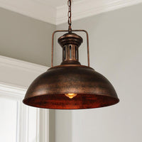 Rustic Dome Pendant Light — Rust Finish Industrial Metal